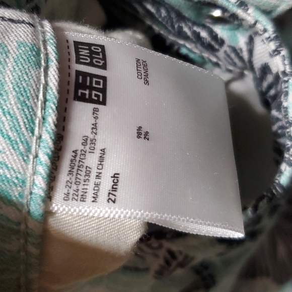 Suno turquoise crop jeans floral abstract pockets - Picture 5 of 8